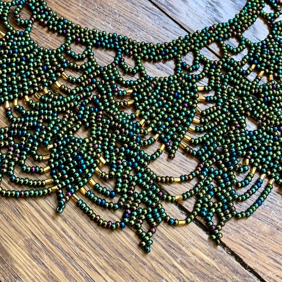 Vintage Iridescent Intricately Beaded Collar - Picture 8 of 8